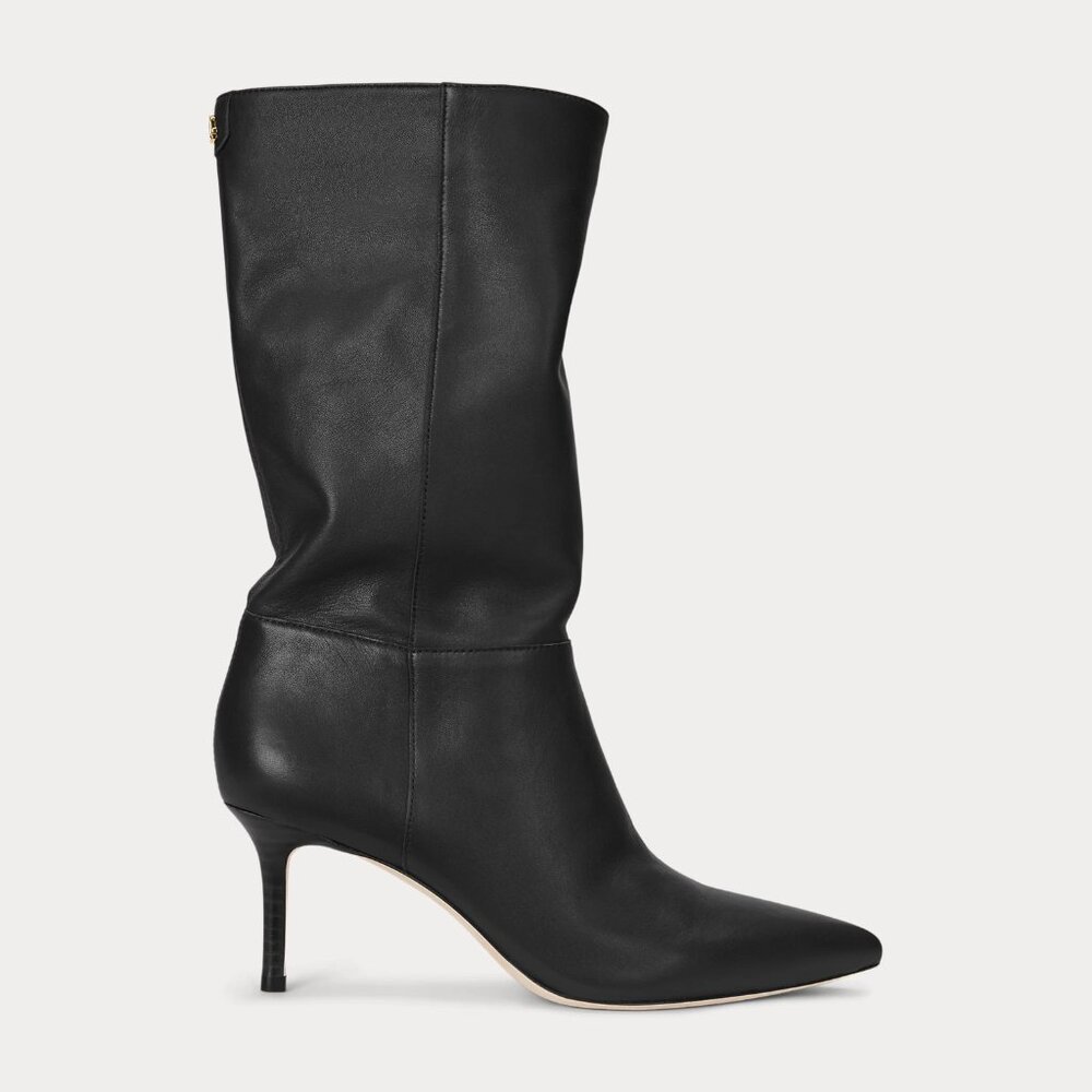 Lauren Ralph Lauren Leannah Black Nappa Leather Boot